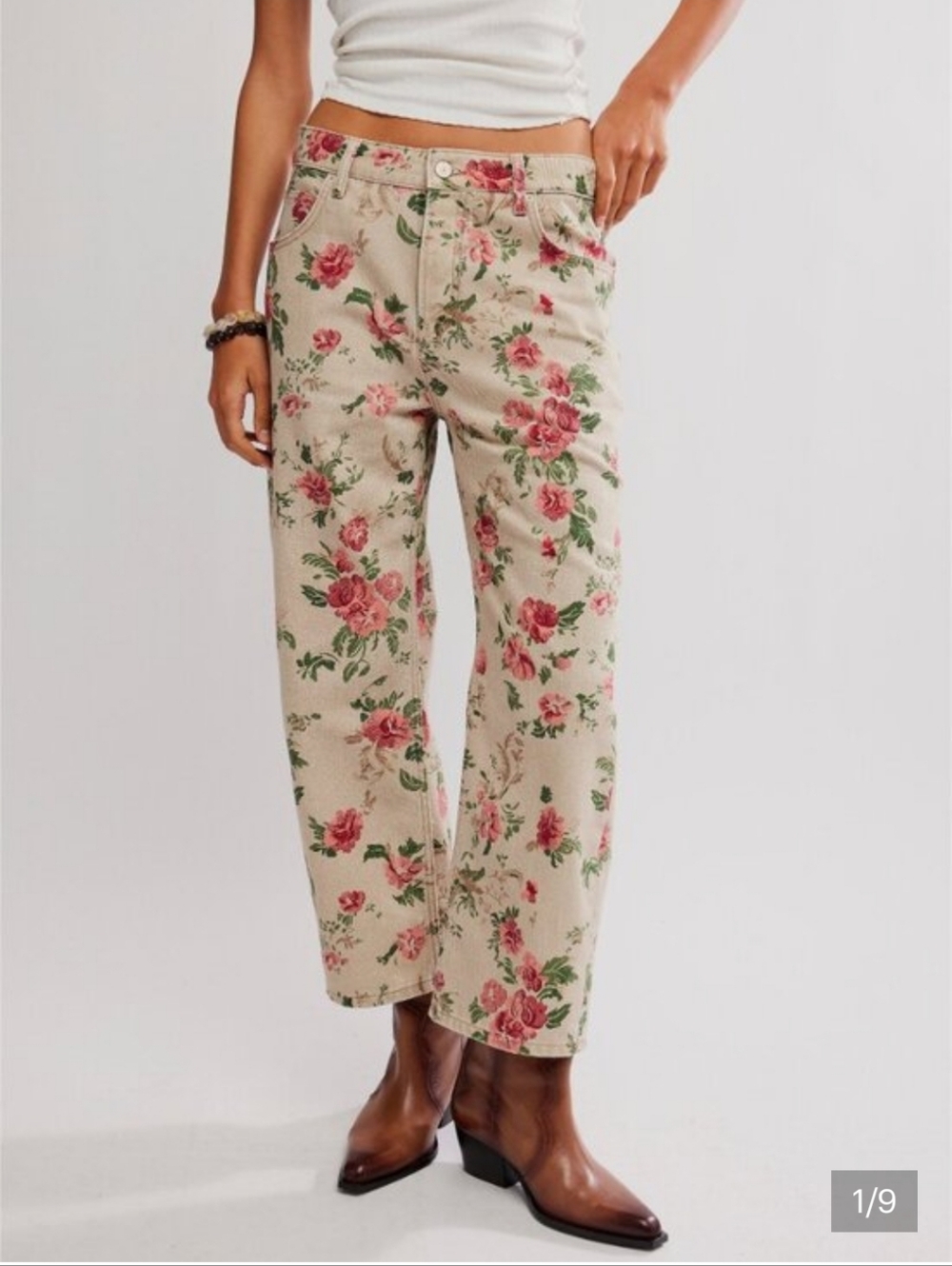 Free People Floral Deep Trance Jeans